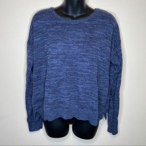 Aeropostale Blue Cotton Crop Loose Fit Sweater